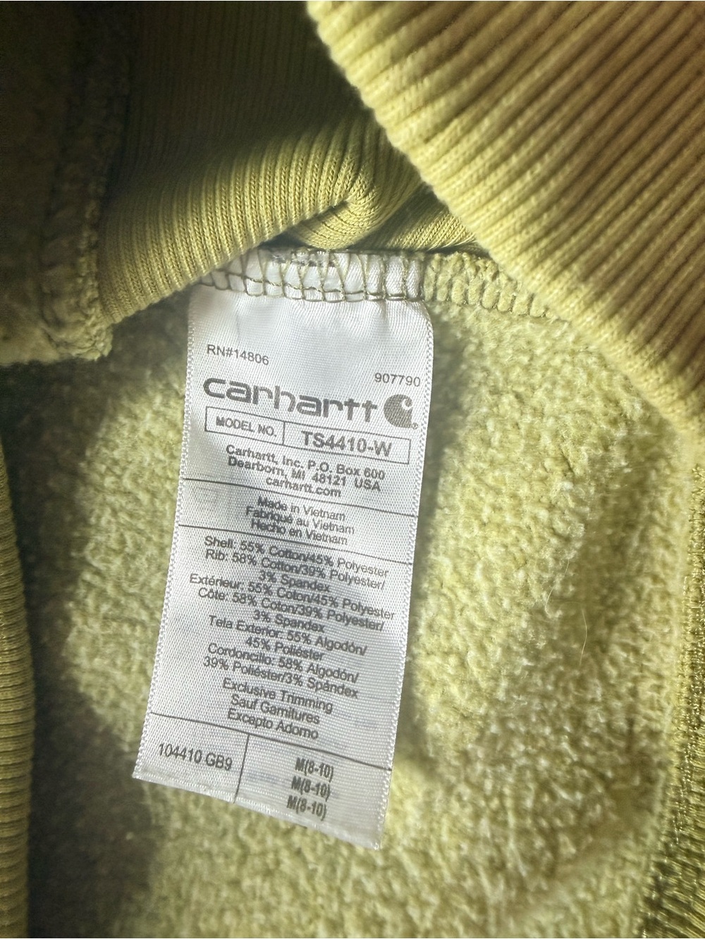 Carhartt Women’s Medium Basil Green Logo Sleeve Crewneck Sweatshirt 104410 - Picture 3 of 3